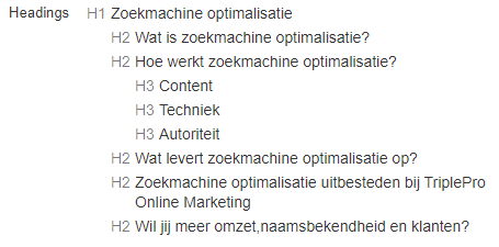 headingstructuur artikel